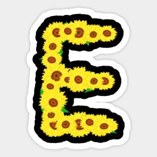 Sunflowers Initial Letter E (Black Background) Sticker